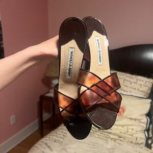 Manolo Blahnik Brown and Tortoiseshell Heels
